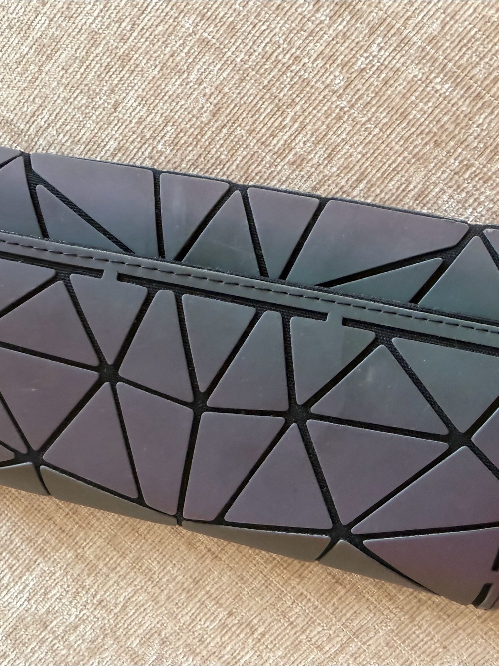 Geometric Panel Black Iridescent Clutch
